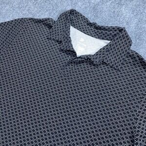 All In Motion Polo Shirt Mens 2XL Black All Over Print Golf Performance Stretch
